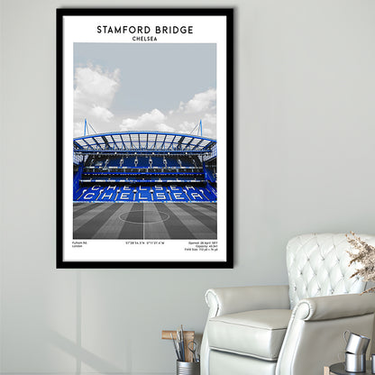 Stamford Bridge Football Stadium Print, Chelsea Stadium Wall Art, Fans Gifts, Framed Art Prints Wall Decor