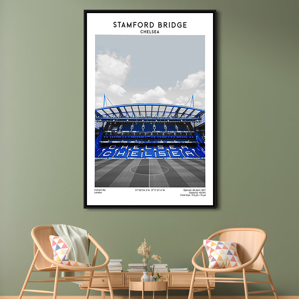 Stamford Bridge Football Stadium Print, Chelsea Stadium Wall Art, Fans Gifts, Framed Canvas Prints Wall Art