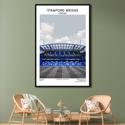 Stamford Bridge Football Stadium Print, Chelsea Stadium Wall Art, Fans Gifts, Framed Canvas Prints Wall Art