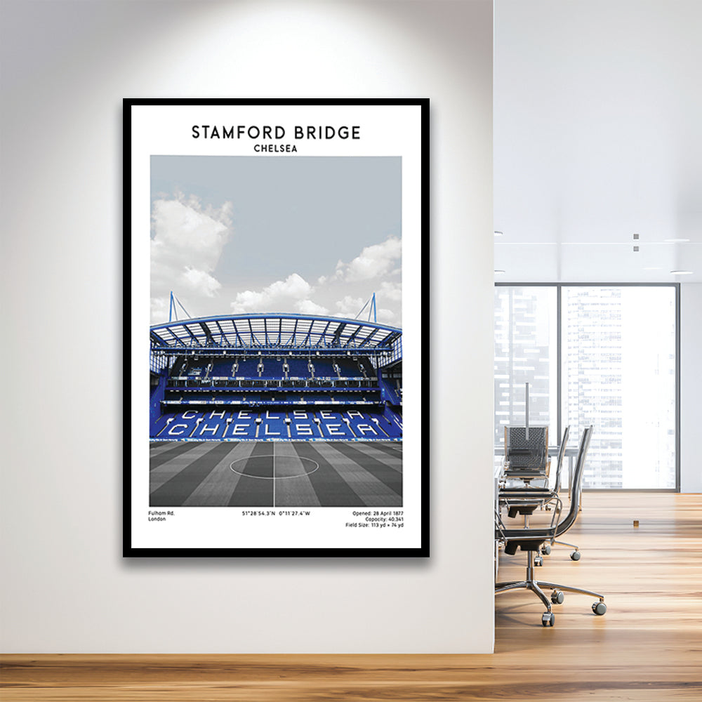 Stamford Bridge Football Stadium Print, Chelsea Stadium Wall Art, Fans Gifts, Framed Art Prints Wall Decor