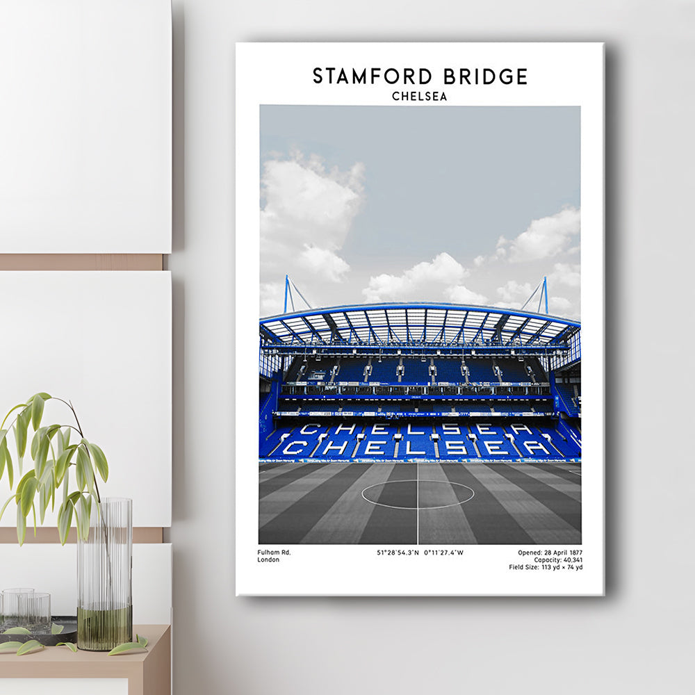 Stamford Bridge Football Stadium Print, Chelsea Stadium Wall Art, Fans Gifts, Canvas Prints Wall Art, Man Cave Decor