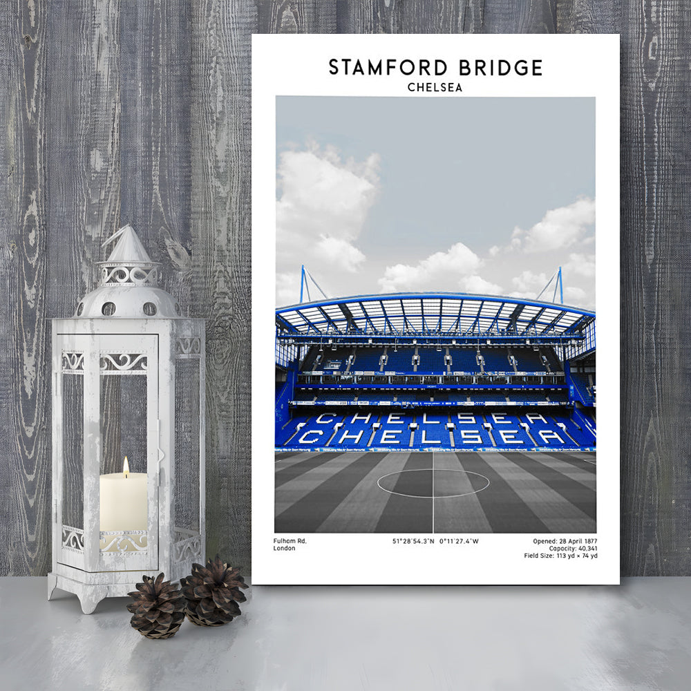 Stamford Bridge Football Stadium Print, Chelsea Stadium Wall Art, Fans Gifts, Canvas Prints Wall Art, Man Cave Decor