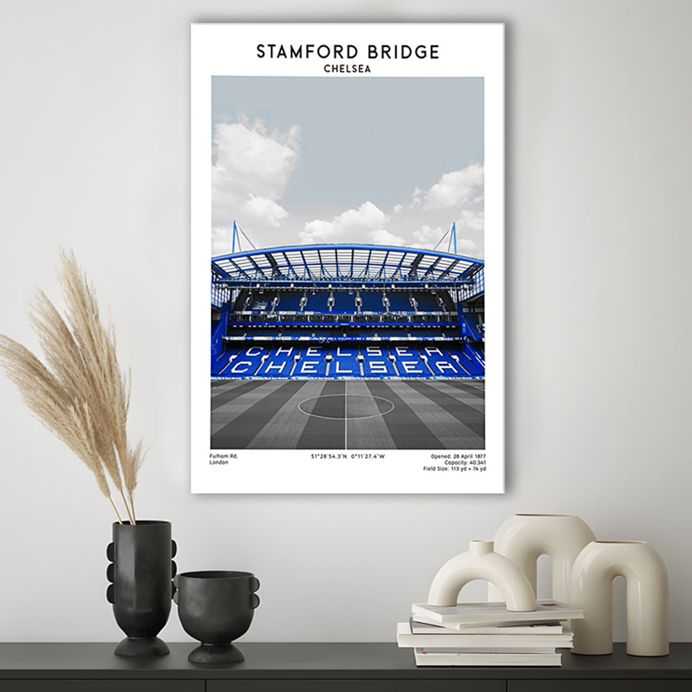 Stamford Bridge Football Stadium Print, Chelsea Stadium Wall Art, Fans Gifts, Canvas Prints Wall Art, Man Cave Decor