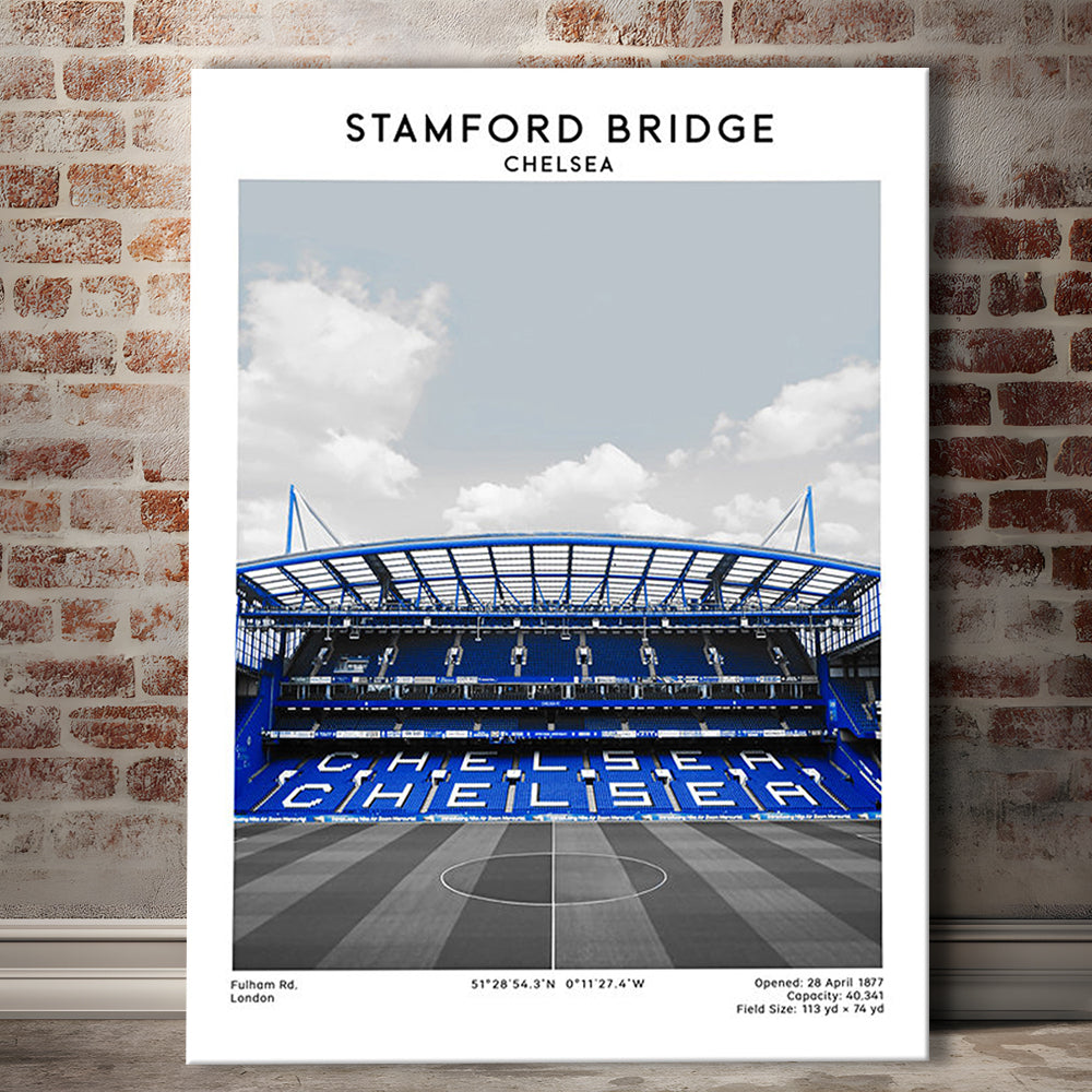 Stamford Bridge Football Stadium Print, Chelsea Stadium Wall Art, Fans Gifts, Canvas Prints Wall Art, Man Cave Decor