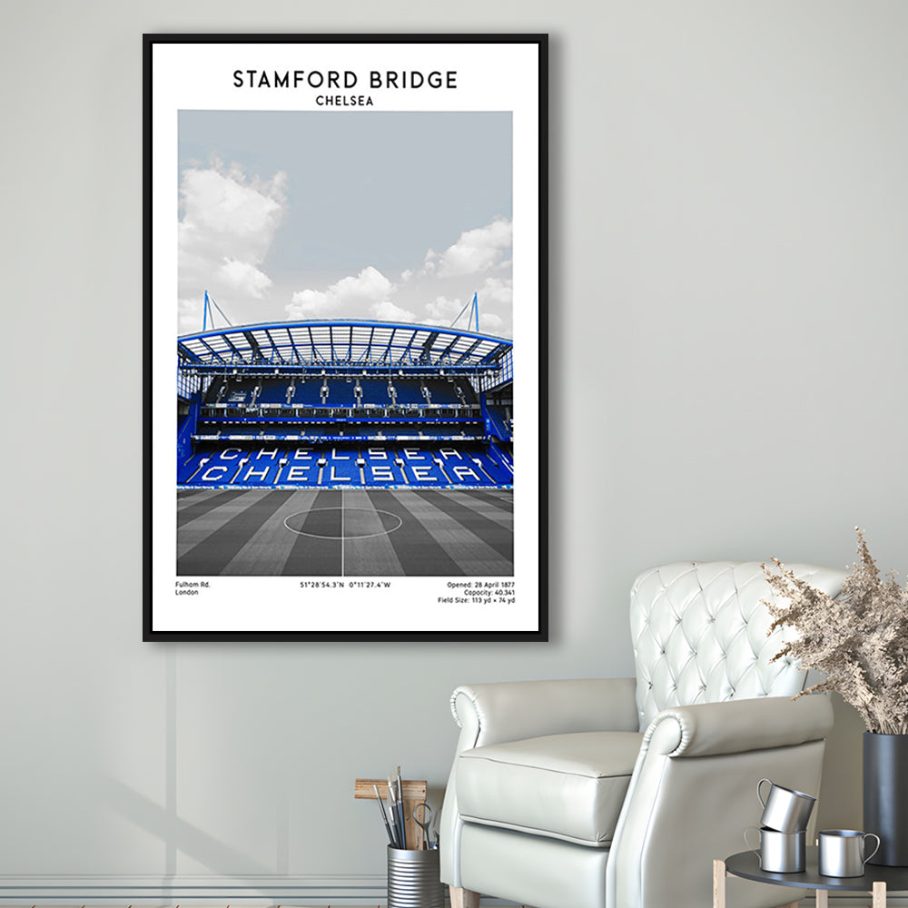 Stamford Bridge Football Stadium Print, Chelsea Stadium Wall Art, Fans Gifts, Framed Canvas Prints Wall Art