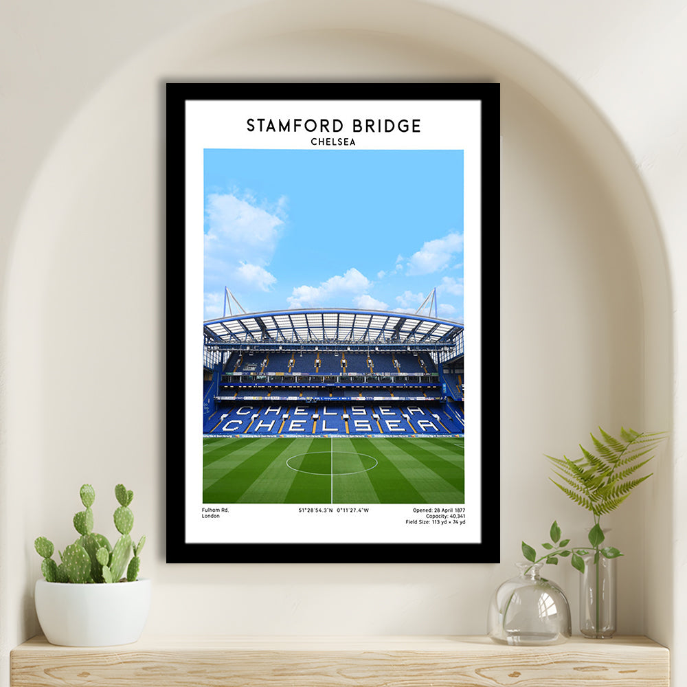 Stamford Bridge Football Stadium Print, Chelsea Stadium Wall Art For Fans, Framed Art Prints Wall Decor