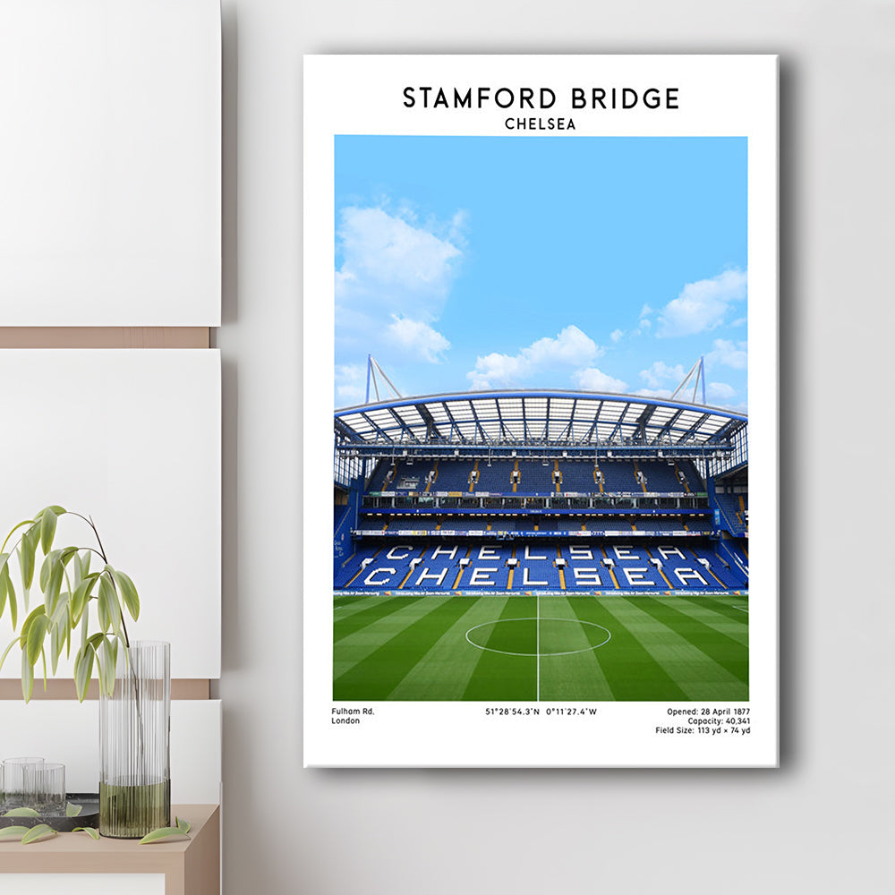 Stamford Bridge Football Stadium Print, Chelsea Stadium Wall Art For Fans, Canvas Prints Wall Art, Man Cave Decor