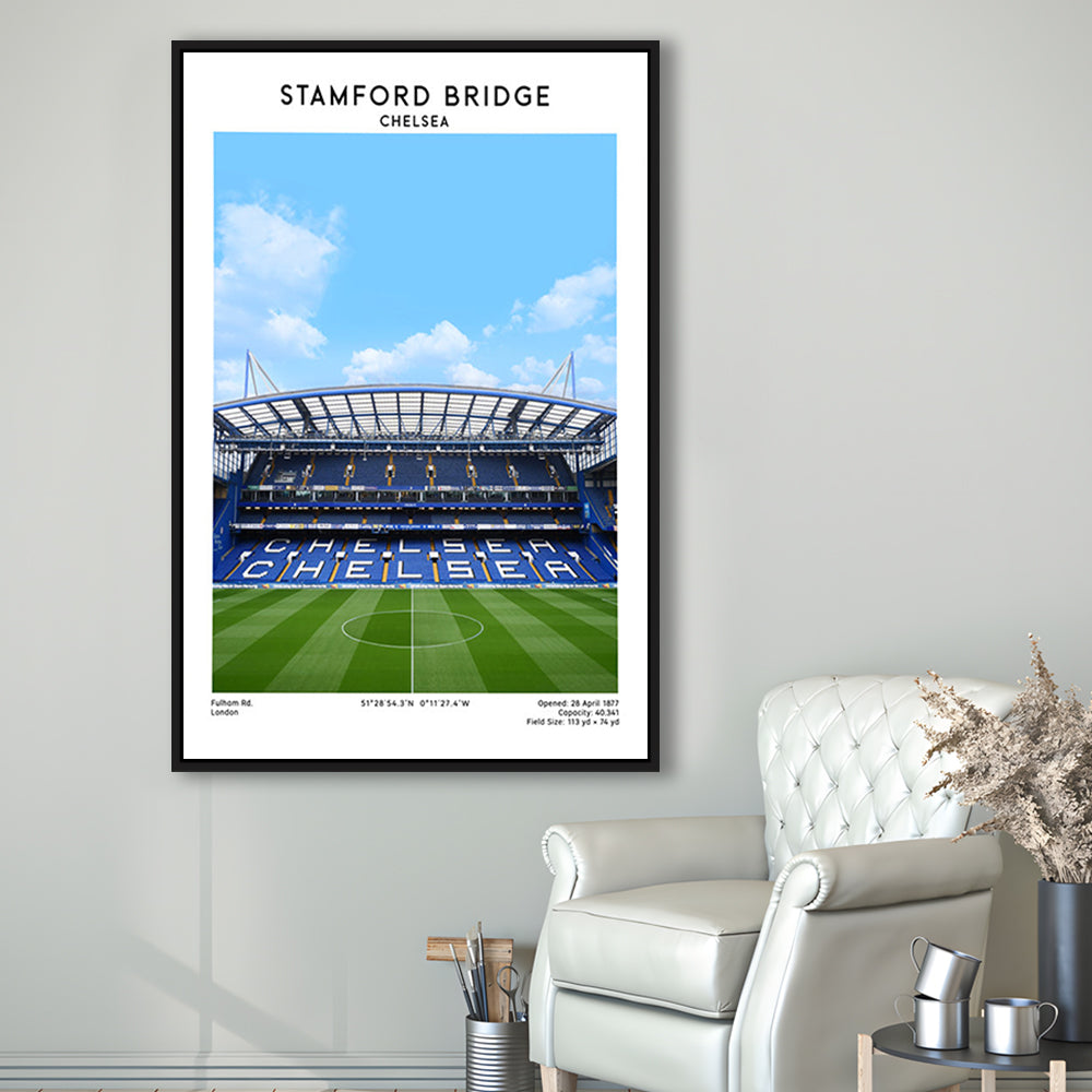 Stamford Bridge Football Stadium Print, Chelsea Stadium Wall Art For Fans, Framed Canvas Prints Wall Art