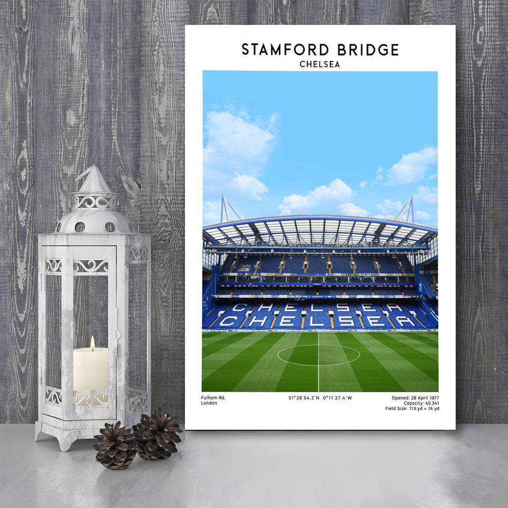 Stamford Bridge Football Stadium Print, Chelsea Stadium Wall Art For Fans, Canvas Prints Wall Art, Man Cave Decor