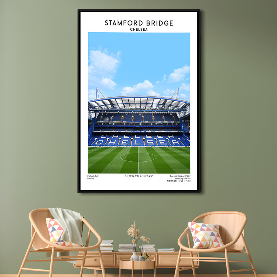 Stamford Bridge Football Stadium Print, Chelsea Stadium Wall Art For Fans, Framed Canvas Prints Wall Art