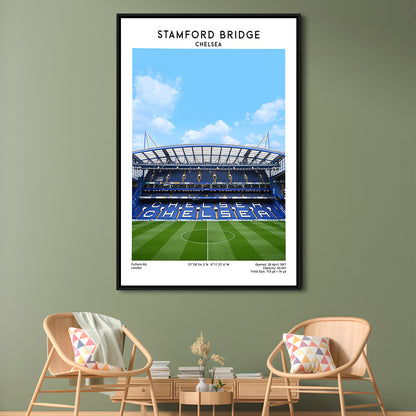 Stamford Bridge Football Stadium Print, Chelsea Stadium Wall Art For Fans, Framed Canvas Prints Wall Art