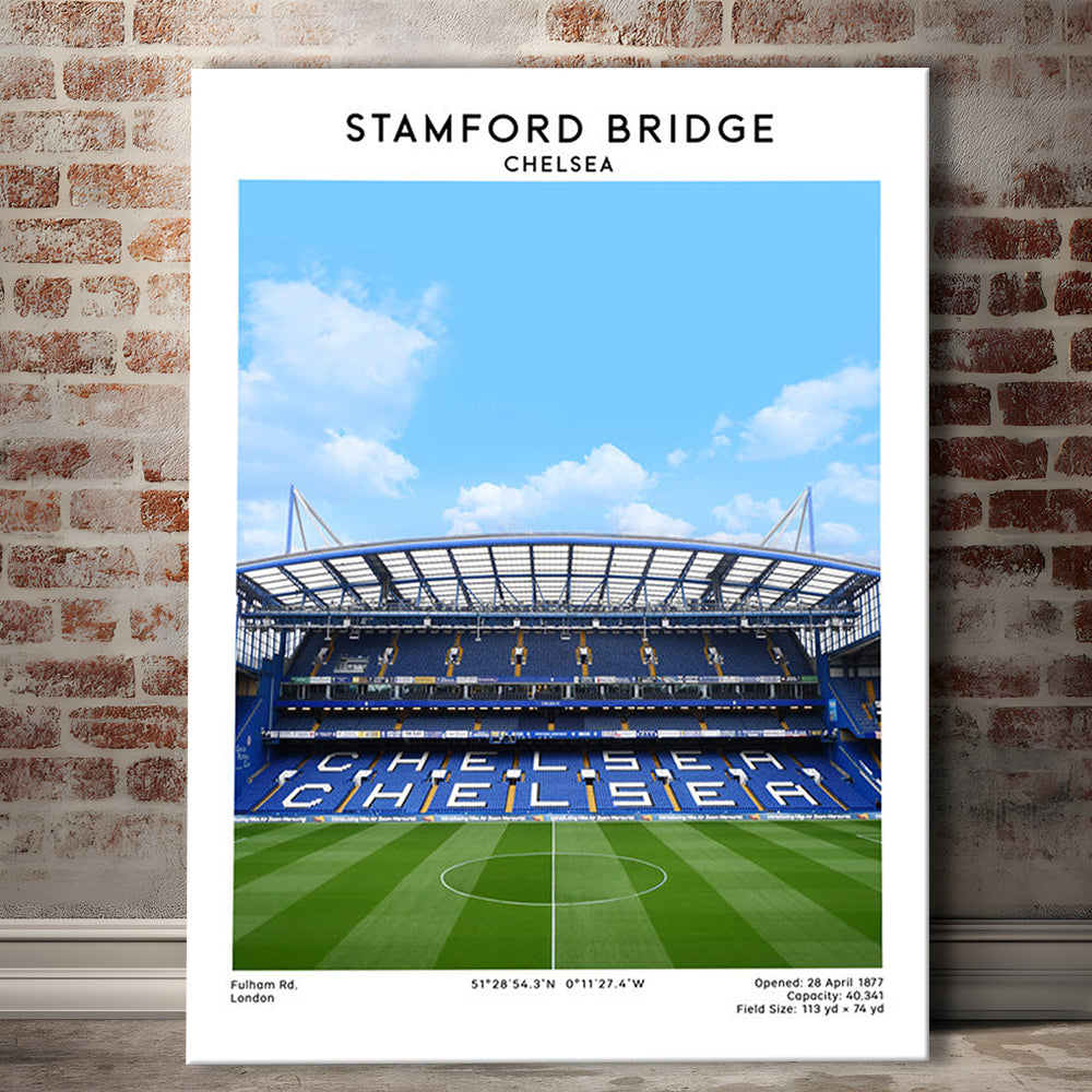 Stamford Bridge Football Stadium Print, Chelsea Stadium Wall Art For Fans, Canvas Prints Wall Art, Man Cave Decor