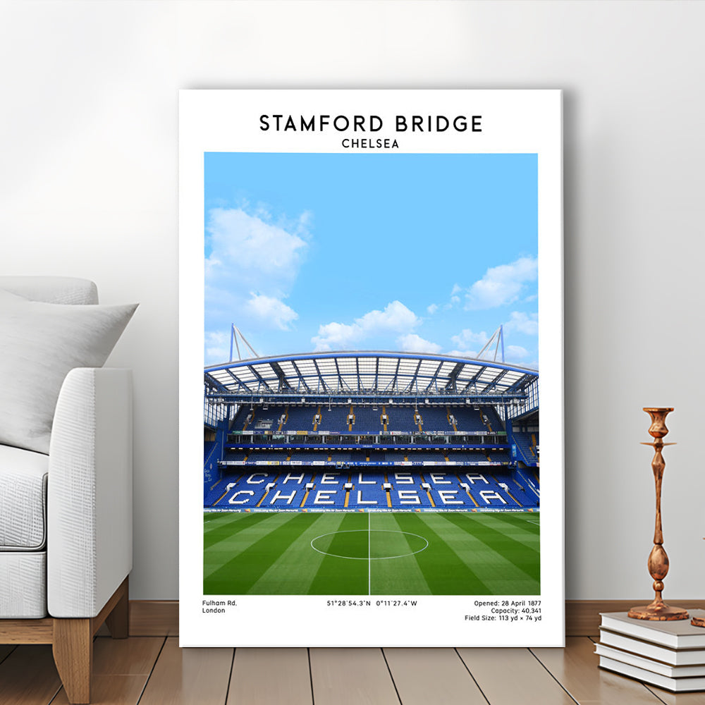 Stamford Bridge Football Stadium Print, Chelsea Stadium Wall Art For Fans, Canvas Prints Wall Art, Man Cave Decor