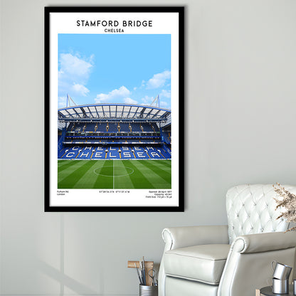 Stamford Bridge Football Stadium Print, Chelsea Stadium Wall Art For Fans, Framed Art Prints Wall Decor