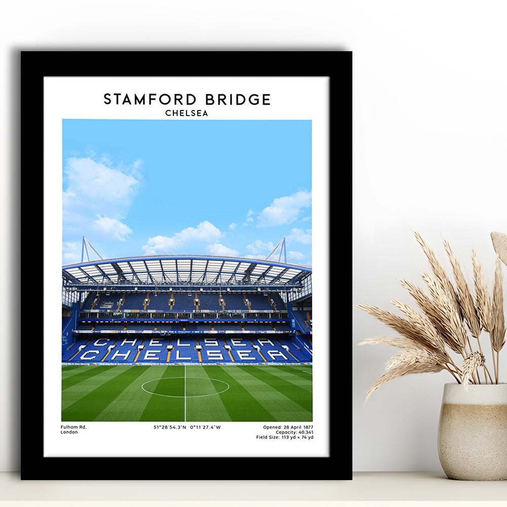 Stamford Bridge Football Stadium Print, Chelsea Stadium Wall Art For Fans, Framed Art Prints Wall Decor
