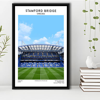 Stamford Bridge Football Stadium Print, Chelsea Stadium Wall Art For Fans, Framed Canvas Prints Wall Art