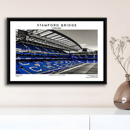 Stamford Bridge, Chelsea Stadium Wall Art Print, Premier League Fans, Framed Canvas Print Wall Art