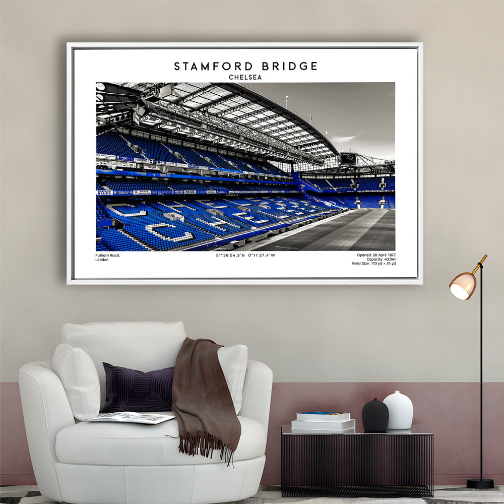 Stamford Bridge, Chelsea Stadium Wall Art Print, Premier League Fans, Framed Canvas Print Wall Art