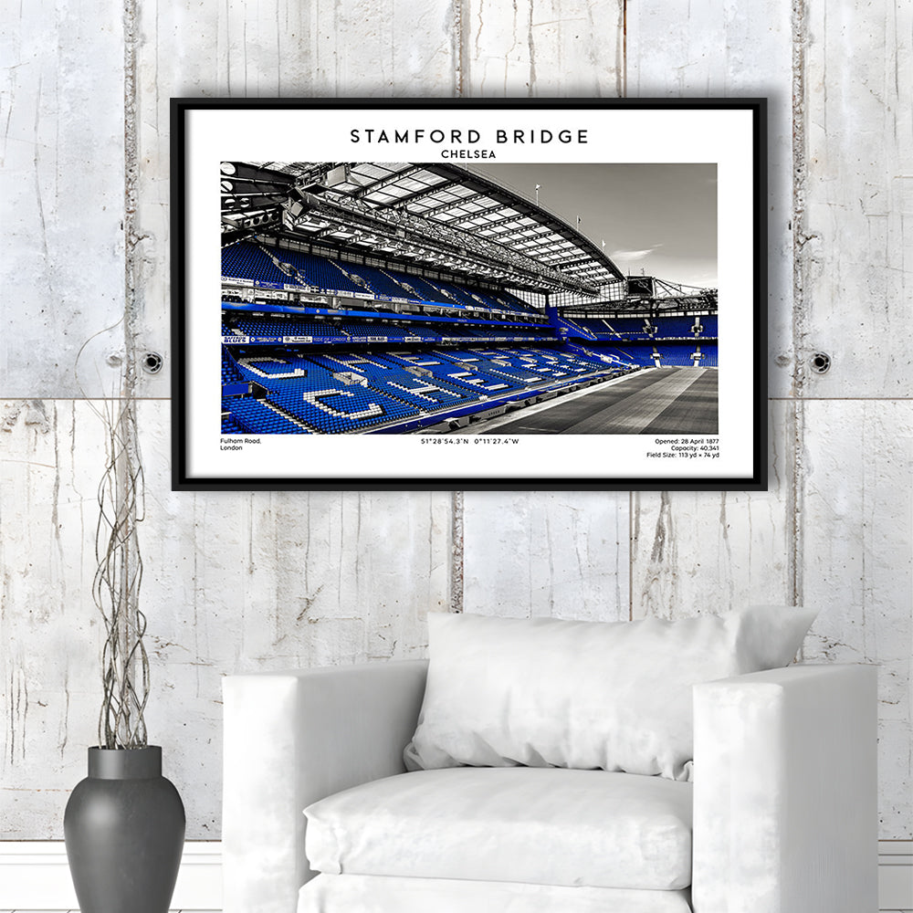 Stamford Bridge, Chelsea Stadium Wall Art Print, Premier League Fans, Framed Canvas Print Wall Art
