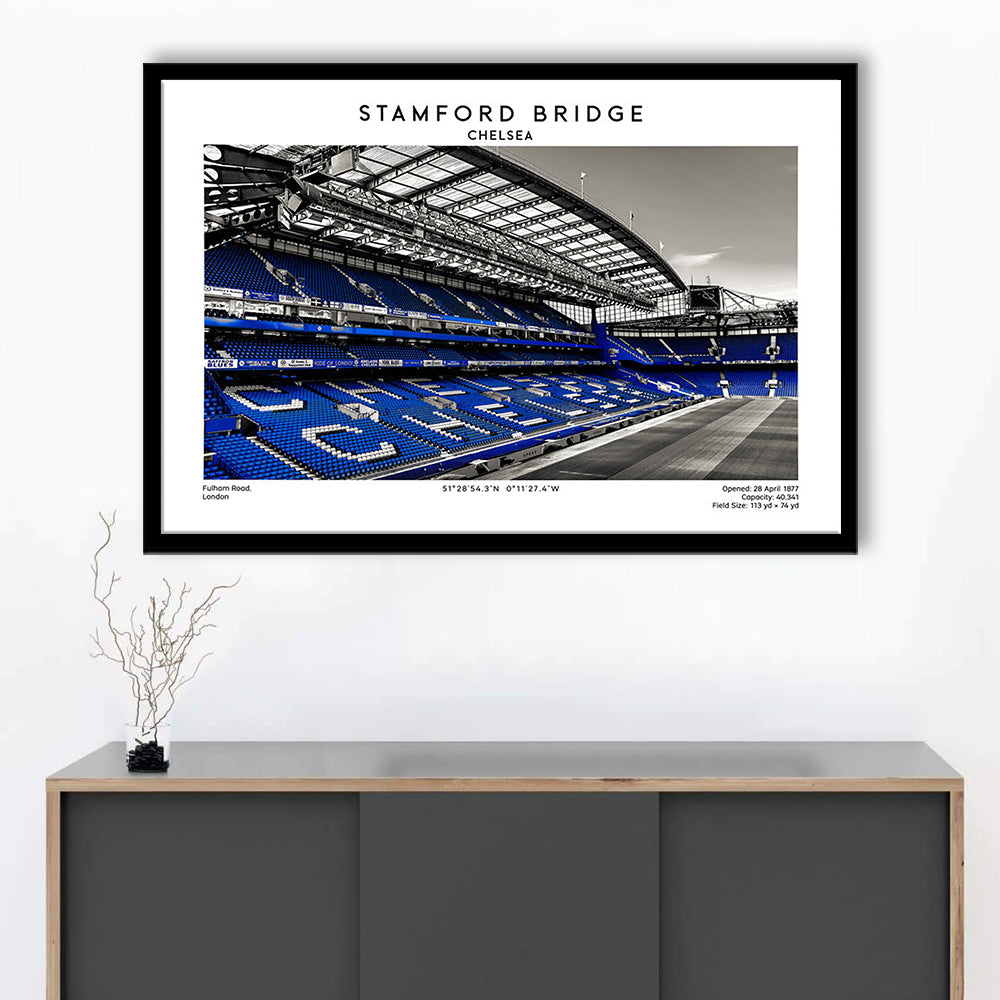 Stamford Bridge, Chelsea Stadium Wall Art Print, Premier League Fans, Framed Art Print Wall Decor