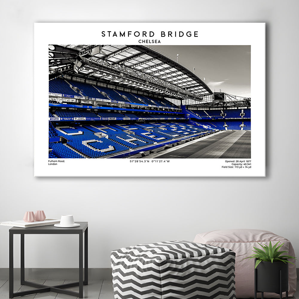 Stamford Bridge, Chelsea Stadium Wall Art Print, Premier League Fans, Canvas Print Wall Art, Man Cave Gift