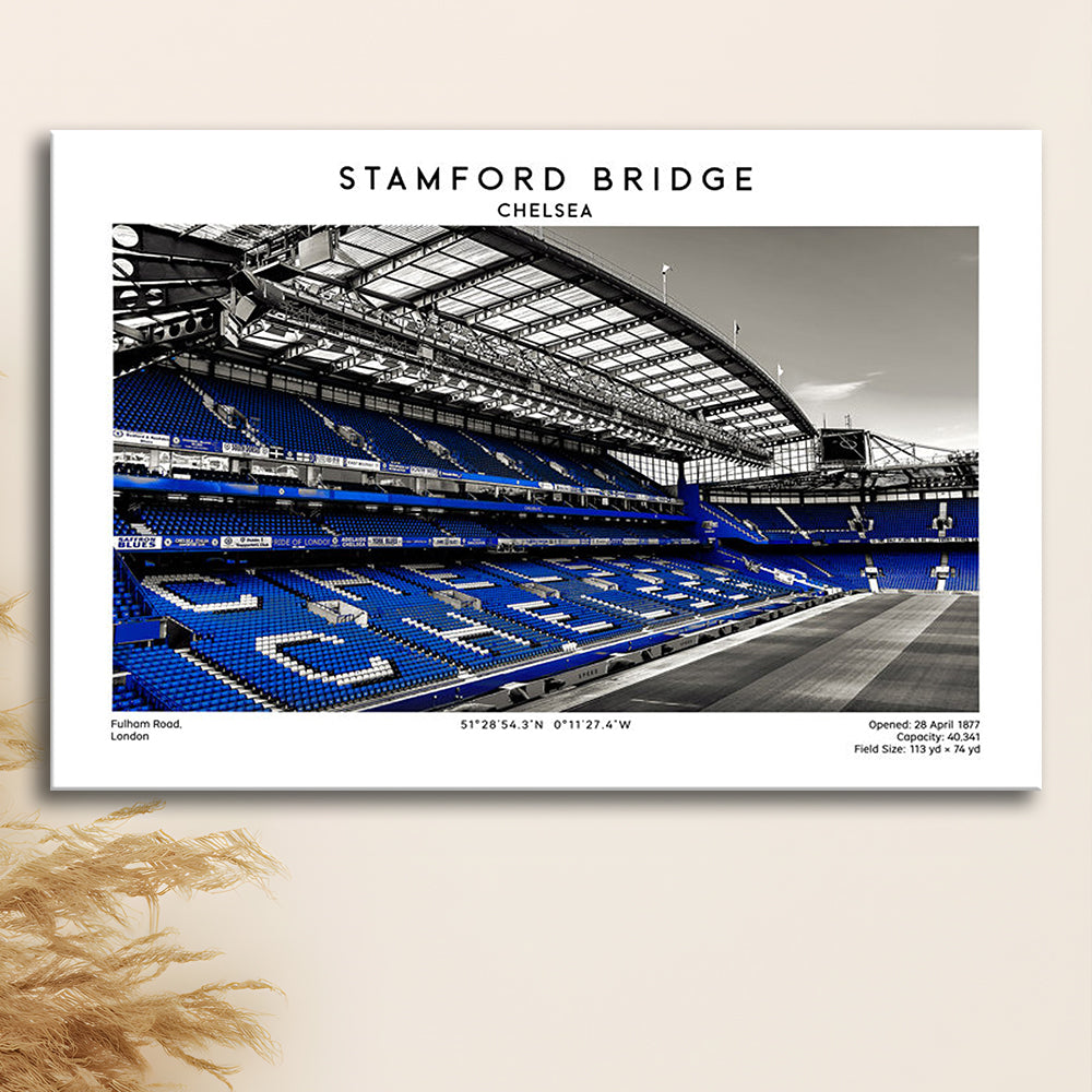 Stamford Bridge, Chelsea Stadium Wall Art Print, Premier League Fans, Canvas Print Wall Art, Man Cave Gift