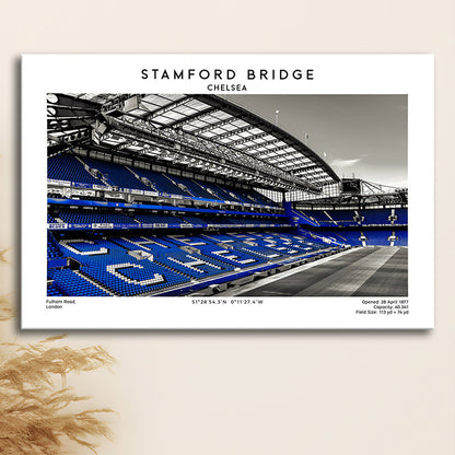 Stamford Bridge, Chelsea Stadium Wall Art Print, Premier League Fans, Canvas Print Wall Art, Man Cave Gift