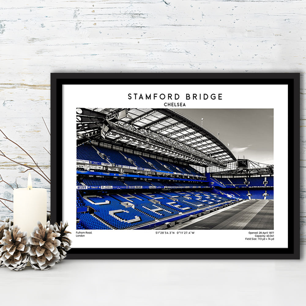 Stamford Bridge, Chelsea Stadium Wall Art Print, Premier League Fans, Framed Canvas Print Wall Art