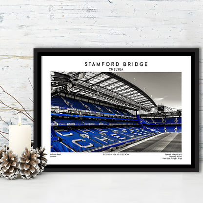 Stamford Bridge, Chelsea Stadium Wall Art Print, Premier League Fans, Framed Canvas Print Wall Art
