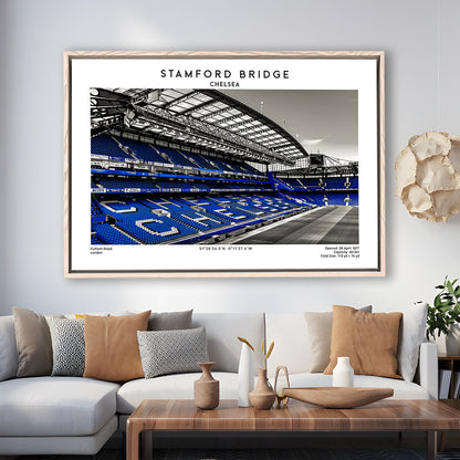 Stamford Bridge, Chelsea Stadium Wall Art Print, Premier League Fans, Framed Canvas Print Wall Art