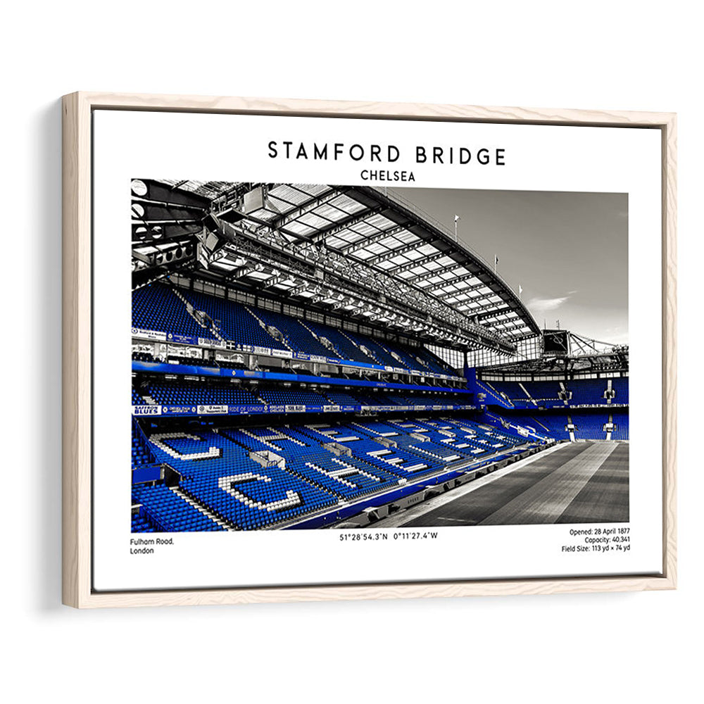 Stamford Bridge, Chelsea Stadium Wall Art Print, Premier League Fans, Framed Canvas Print Wall Art