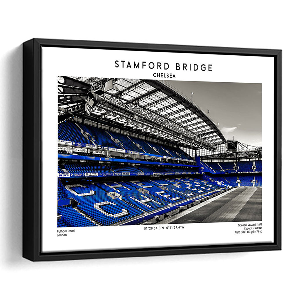 Stamford Bridge, Chelsea Stadium Wall Art Print, Premier League Fans, Framed Canvas Print Wall Art