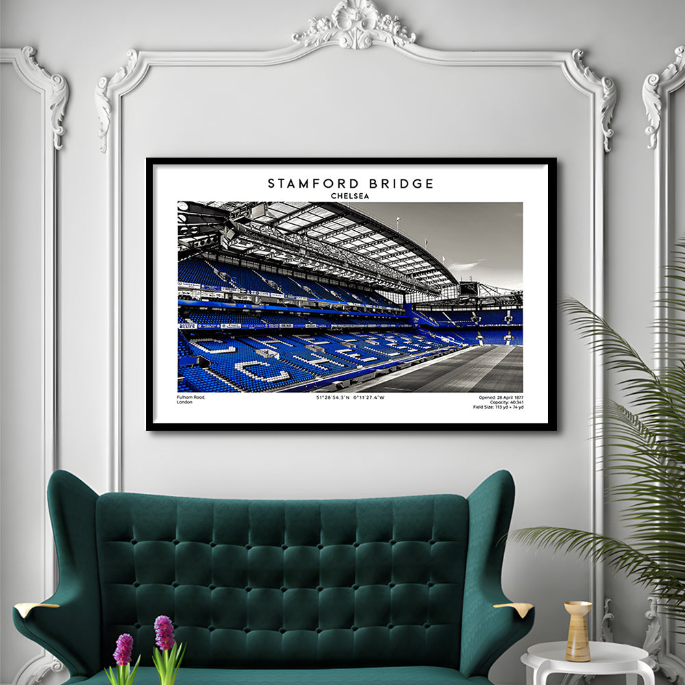 Stamford Bridge, Chelsea Stadium Wall Art Print, Premier League Fans, Framed Art Print Wall Decor