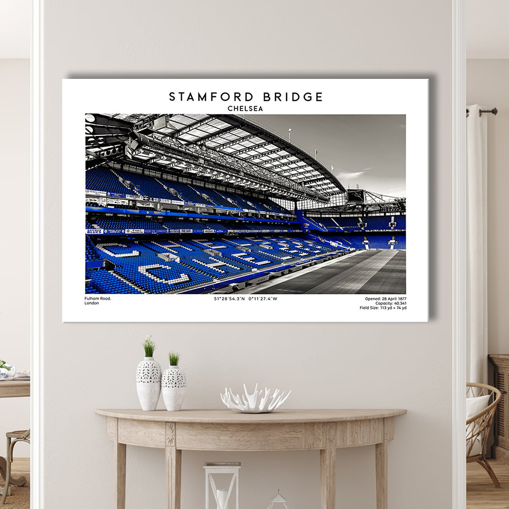 Stamford Bridge, Chelsea Stadium Wall Art Print, Premier League Fans, Canvas Print Wall Art, Man Cave Gift