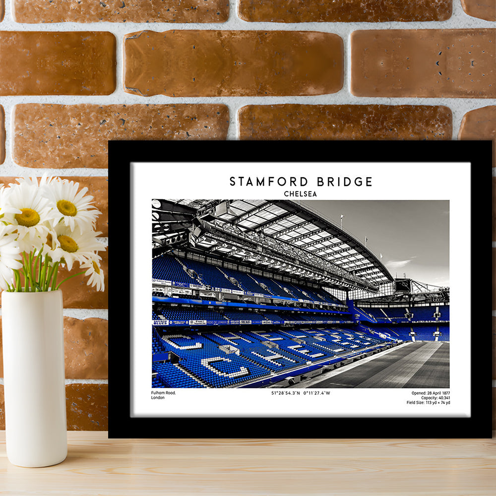 Stamford Bridge, Chelsea Stadium Wall Art Print, Premier League Fans, Framed Art Print Wall Decor