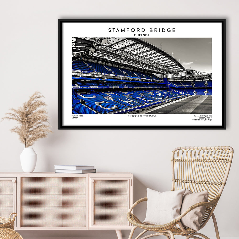 Stamford Bridge, Chelsea Stadium Wall Art Print, Premier League Fans, Framed Canvas Print Wall Art