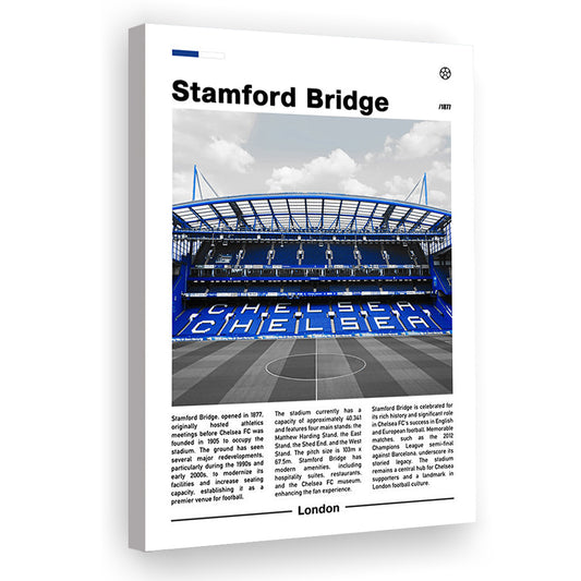Stamford Bridge Print, Chelsea Stadium Wall Art, Soccer Lovers, Canvas Prints Wall Art, Man Cave Decor