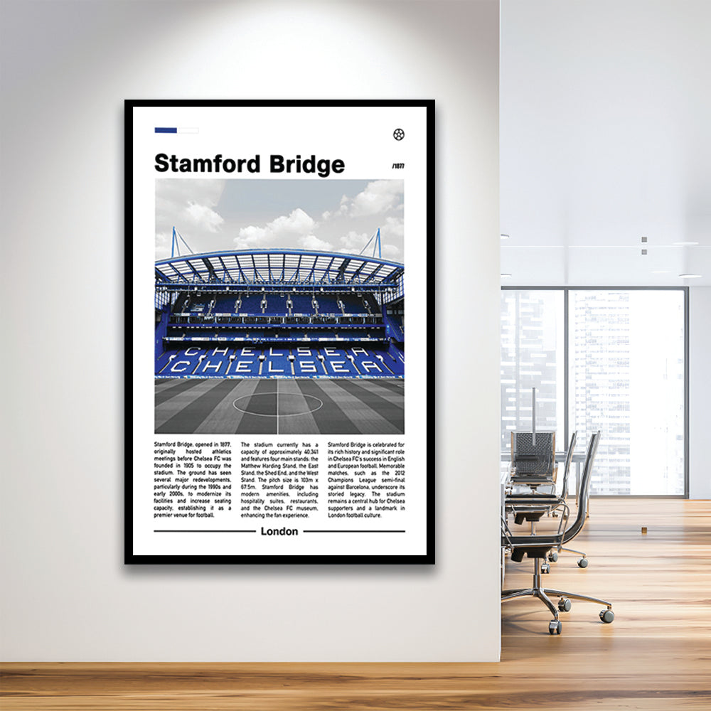 Stamford Bridge Print, Chelsea Stadium Wall Art, Soccer Lovers, Framed Art Prints Wall Decor