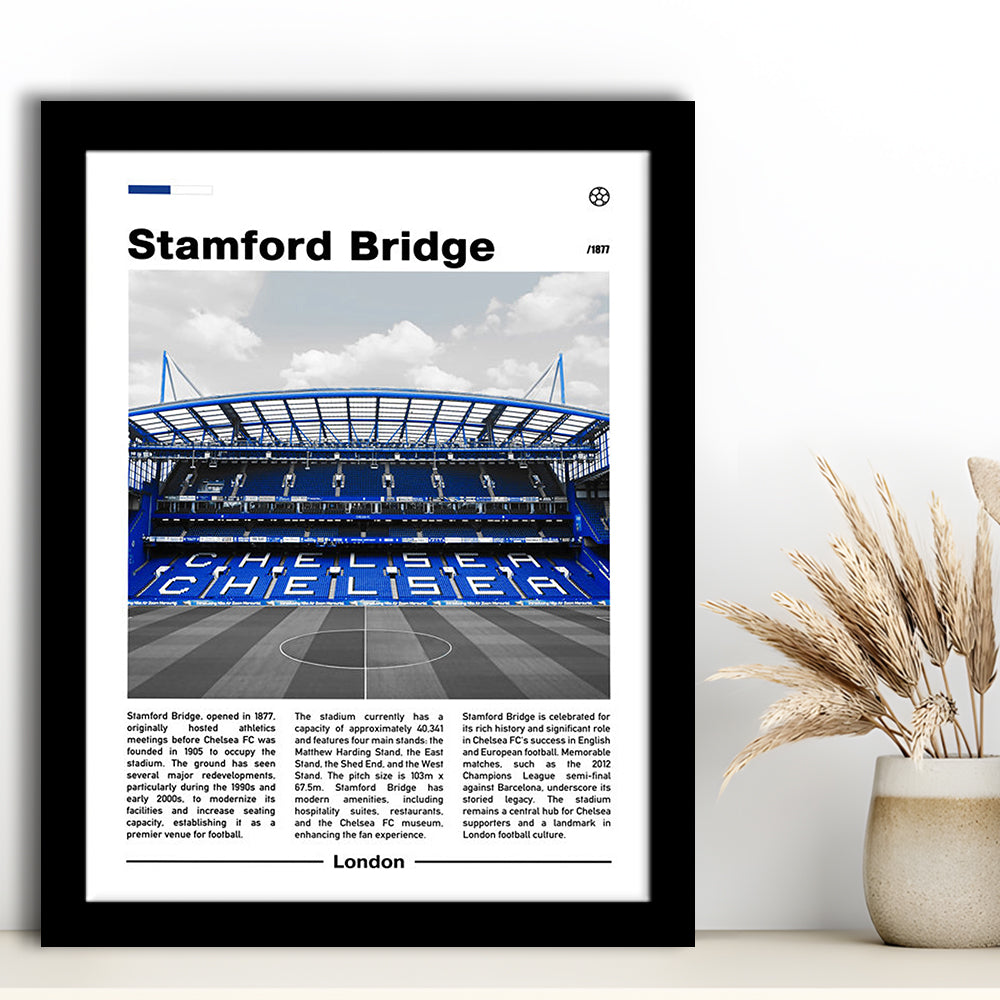 Stamford Bridge Print, Chelsea Stadium Wall Art, Soccer Lovers, Framed Art Prints Wall Decor