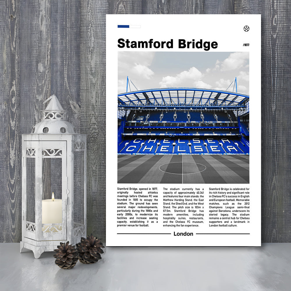 Stamford Bridge Print, Chelsea Stadium Wall Art, Soccer Lovers, Canvas Prints Wall Art, Man Cave Decor