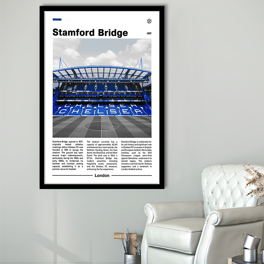 Stamford Bridge Print, Chelsea Stadium Wall Art, Soccer Lovers, Framed Art Prints Wall Decor
