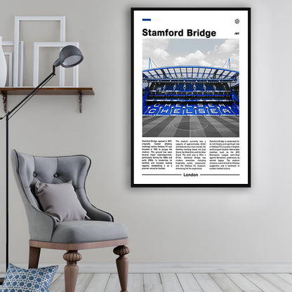 Stamford Bridge Print, Chelsea Stadium Wall Art, Soccer Lovers, Framed Canvas Prints Wall Art