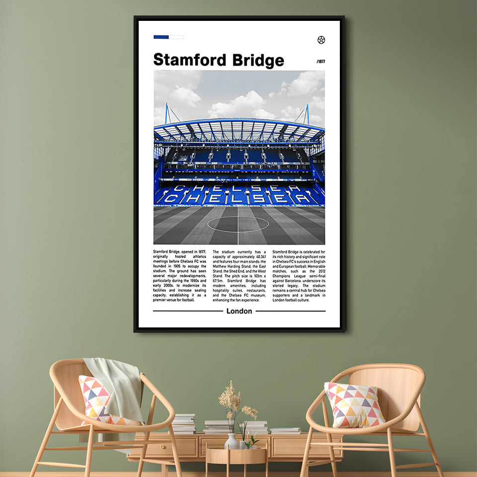 Stamford Bridge Print, Chelsea Stadium Wall Art, Soccer Lovers, Framed Canvas Prints Wall Art