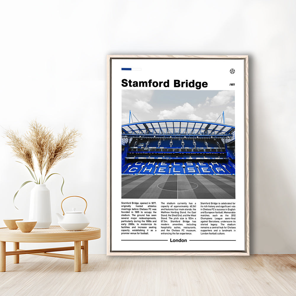 Stamford Bridge Print, Chelsea Stadium Wall Art, Soccer Lovers, Framed Canvas Prints Wall Art