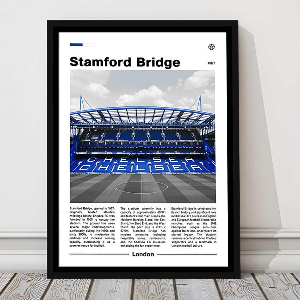 Stamford Bridge Print, Chelsea Stadium Wall Art, Soccer Lovers, Framed Canvas Prints Wall Art