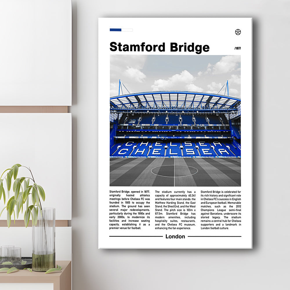 Stamford Bridge Print, Chelsea Stadium Wall Art, Soccer Lovers, Canvas Prints Wall Art, Man Cave Decor
