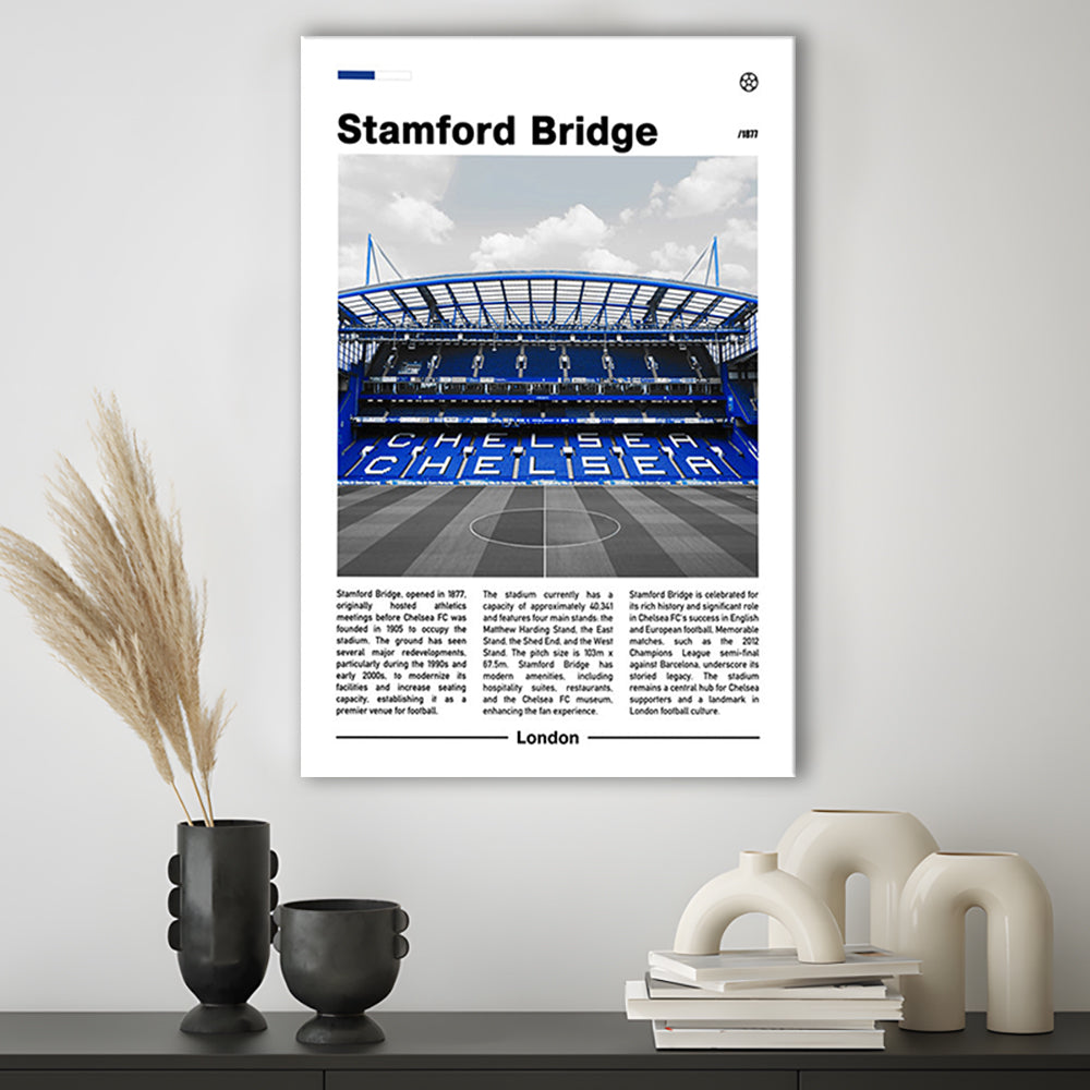 Stamford Bridge Print, Chelsea Stadium Wall Art, Soccer Lovers, Canvas Prints Wall Art, Man Cave Decor