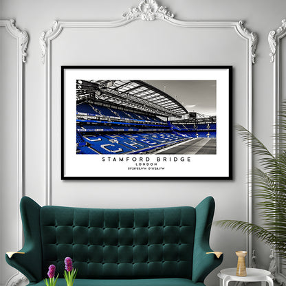 Stamford Bridge Stadium, Chelsea Home Ground Wall Art Print, Premier League Fans, Framed Art Print Wall Decor