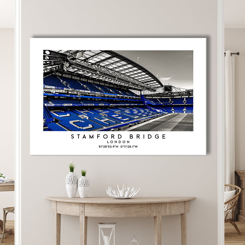 Stamford Bridge Stadium, Chelsea Home Ground Wall Art Print, Premier League Fans, Canvas Print Wall Art, Man Cave Gift