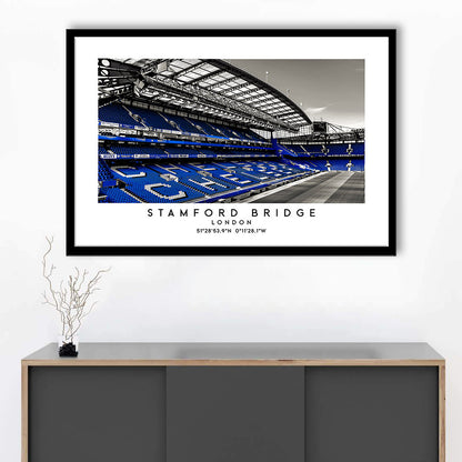 Stamford Bridge Stadium, Chelsea Home Ground Wall Art Print, Premier League Fans, Framed Art Print Wall Decor
